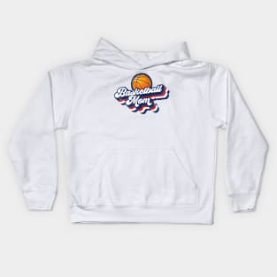 Retro Basketball Mom Red White and Blue Mothers Day Kids Hoodie